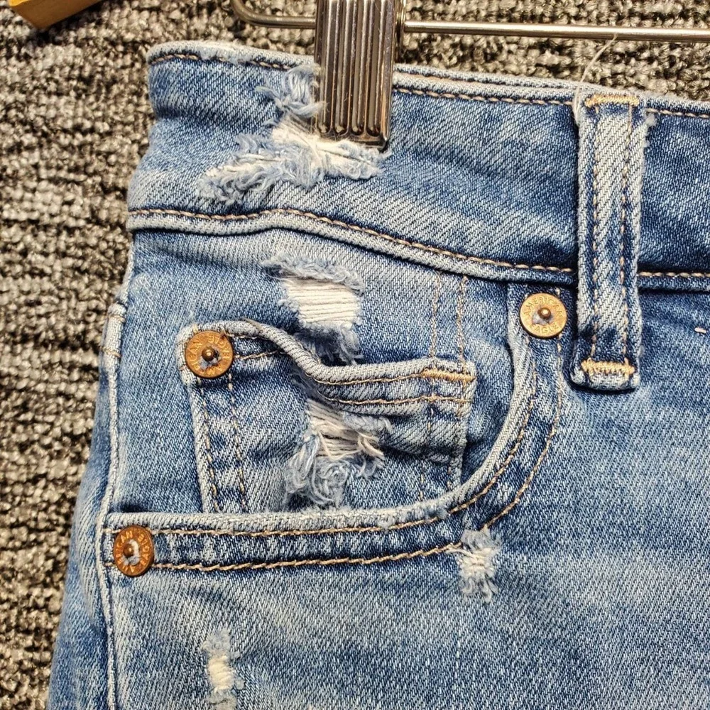 American Eagle Super Stretch Hi-Rise Shortie Denim Cutoff Shorts Women 4 Blue